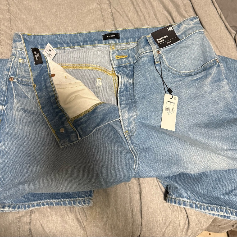 Express Light Blue Straight Leg Jeans